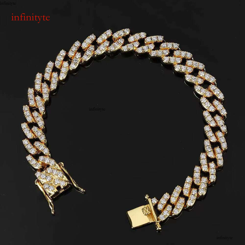 NUOYA 9MM Bling Iced Out Dia Hip Hop Wholesale Miami Cuban Link Chain Bracelet for Men Jewelry