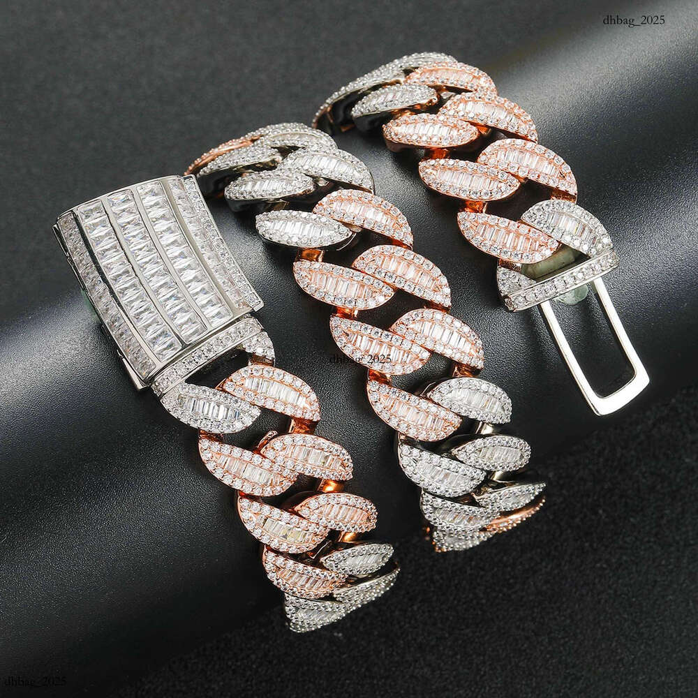 Hip Hop Rose Gold Two-Tone 20mm T-Cubic Moissanite chain Miami Cuban Chain Men's Necklace