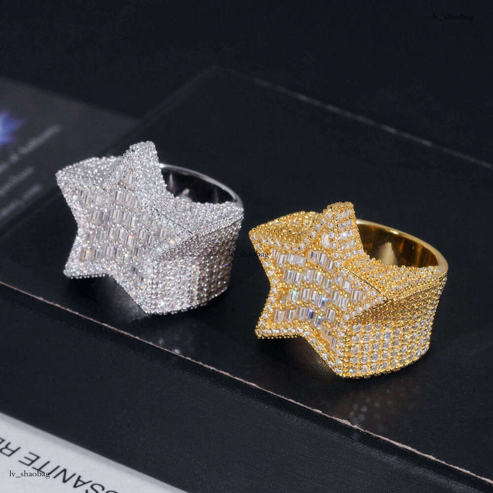 New Personalized Star S Silver Inlaid Moissanite Men's Ring
