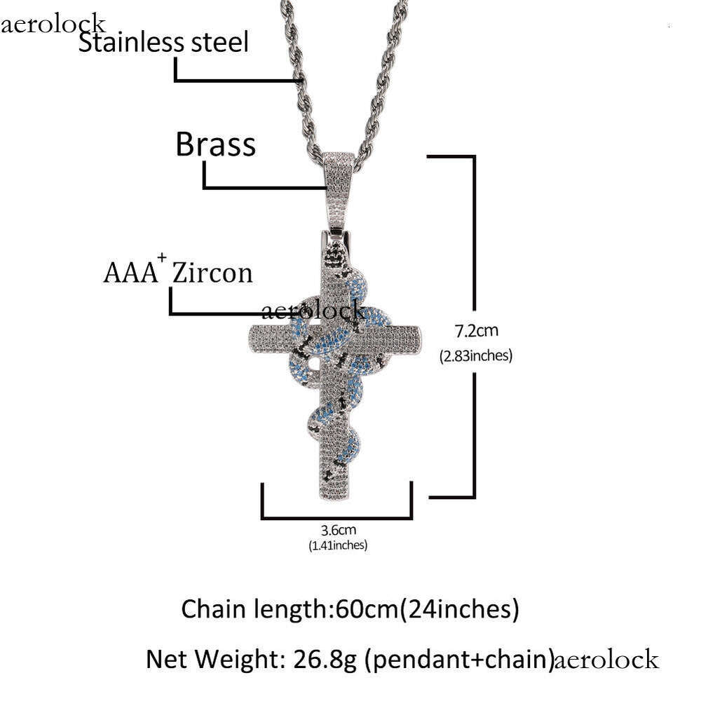 Vintage Hip-Hop New Colorful Snake-Shaped Cross Pendant Niche Versatile Accessories Direct Shipping