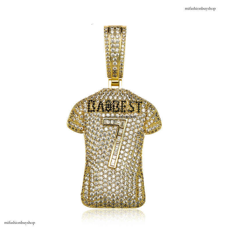 Hot Selling Hip-Hop Personality Trend Full Moissanite chain 7 Number Jersey Pendant 3D Men's Necklace