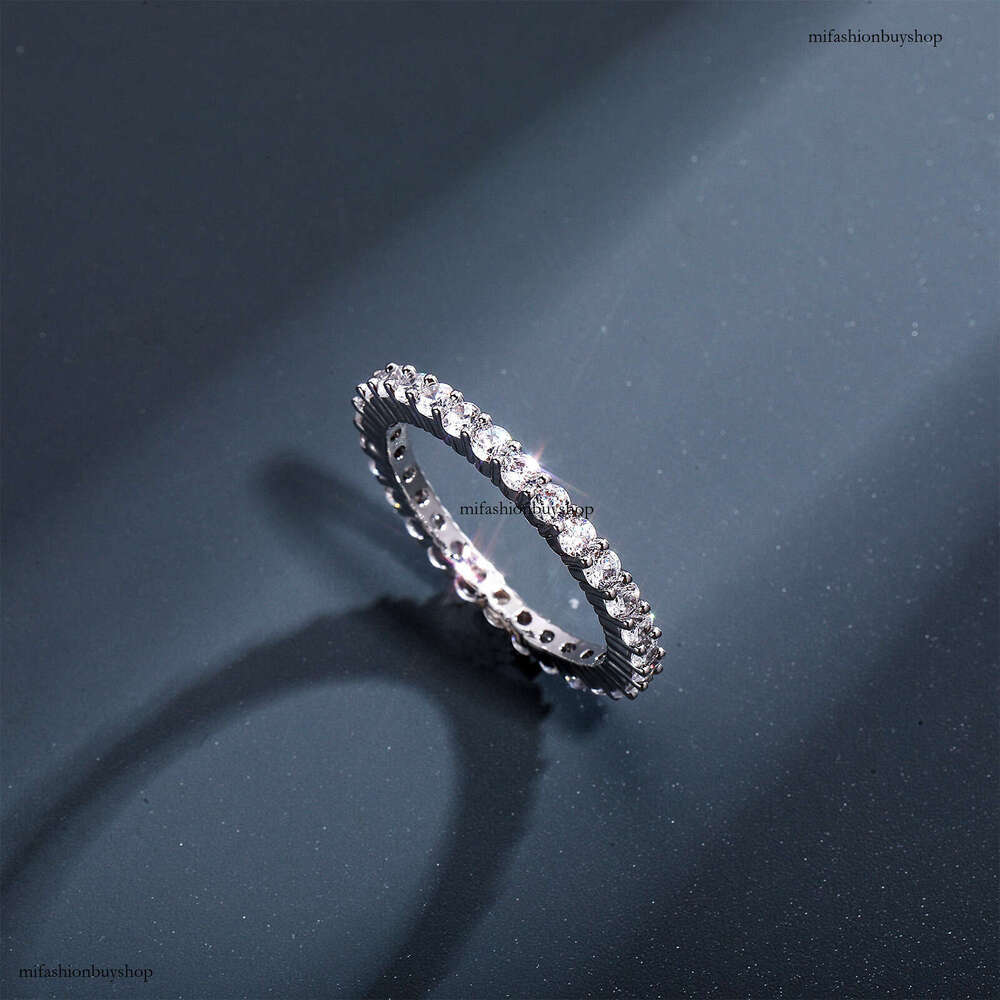 Fashion Single Row Full Diamond Zircon Personality Round Ring Gold Jewelry