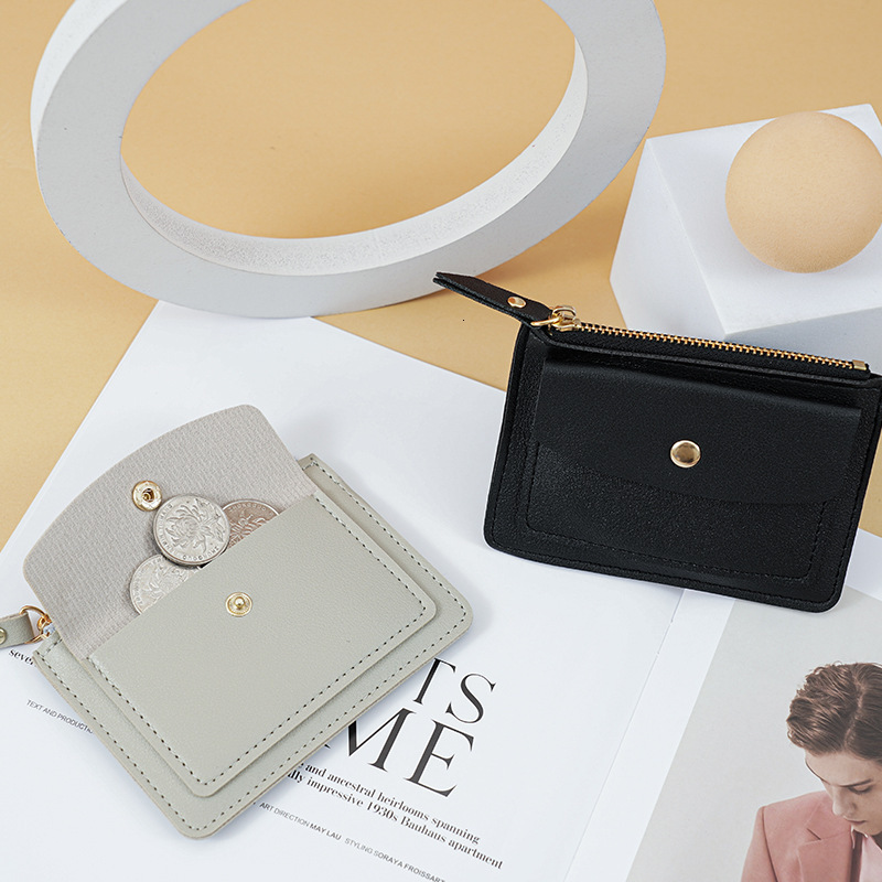2 New Women's Multifunctional Card Holder Short Fashion Luxury Bag Simple Coin Purse Zipper Buckle Card Holder Coin Clip