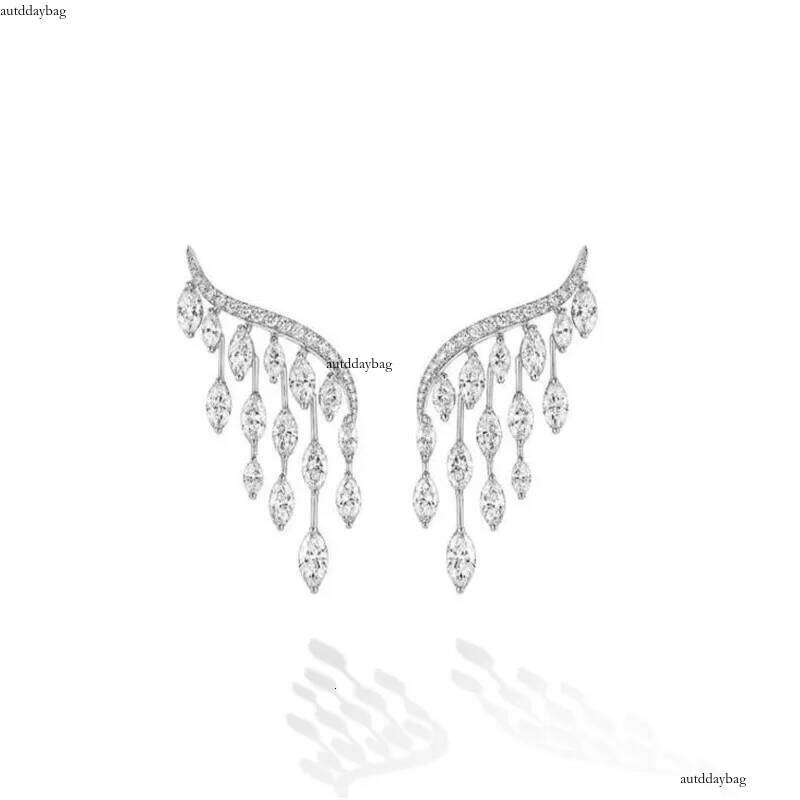 Top Sell Unique Dangle Earrings Jewelry Sterling Sier&Gold Flill Full Marquise Cut White Topaz CZ Dia Gemstones Party Women Angle Earring Gift