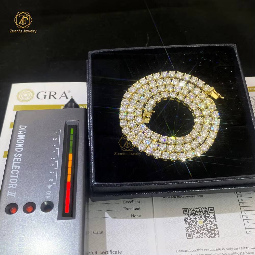 3mm 4mm 2mm S925 Sterling Silver Tennis Chain White Gold Plated Women LAB Diamond Jewelry VVS Moissanite Bracelet Men Necklace