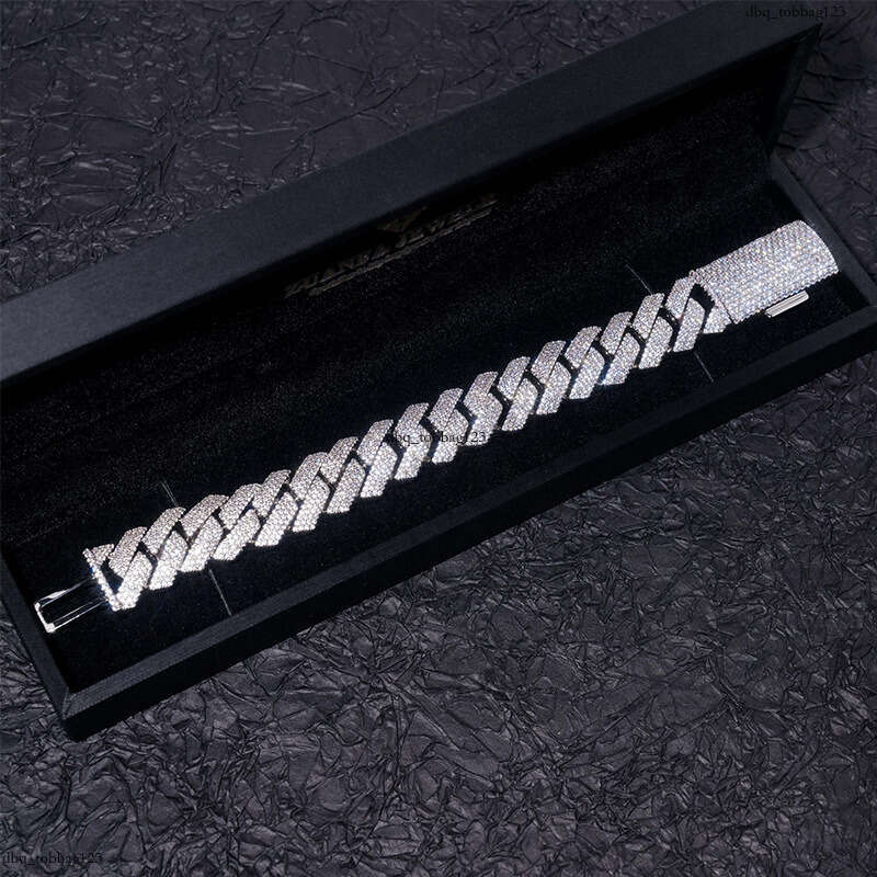 New 18mm 4 Row Stone Cuban Chain 5A Moissanite chain Inlaid Hip Hop Men's Bracelet Necklace