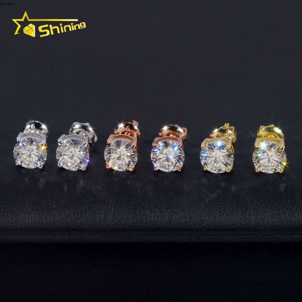 Cheapest Classical 4prongs Moissnaite Sier Gold Plated Screw Back Stud Earring Trendy Find Jewelry