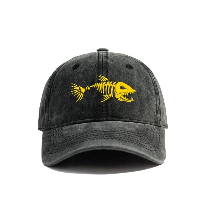 Fishbone Baseball Cap Summer Distressed Dad Hats Men Outdoor Fishing Skeleton Fish Bone Caps MZ-496 250805