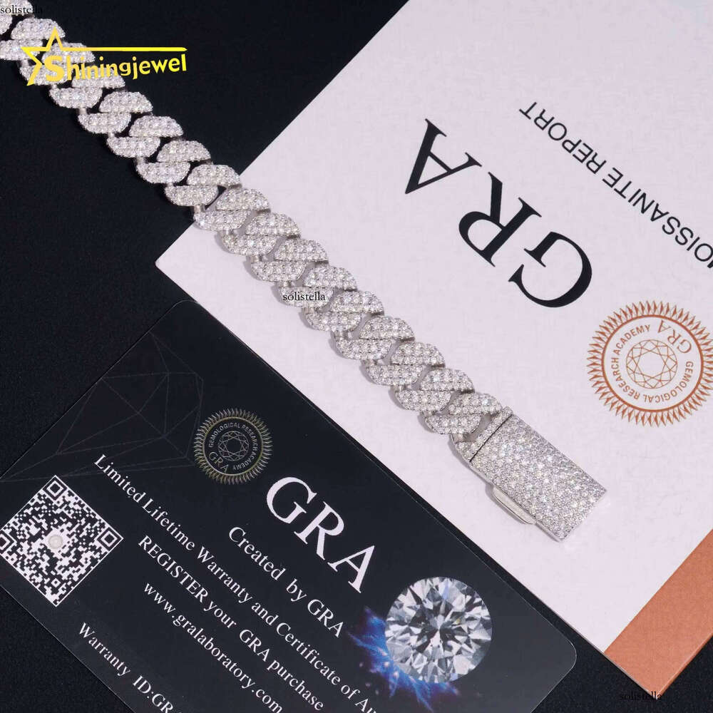 New Fashion Jewelry Hip Hop Style Iced Out Sterling Sier 10mm VVS Moissanite Cuban Link Bracelet
