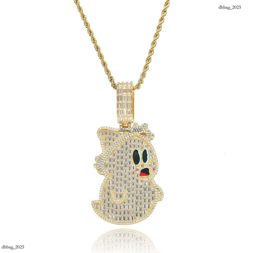 New Cartoon Ghost Pendant T Cubic Moissanite chain Personality Full Dia Men's Hip-Hop Necklace Niche Accessories