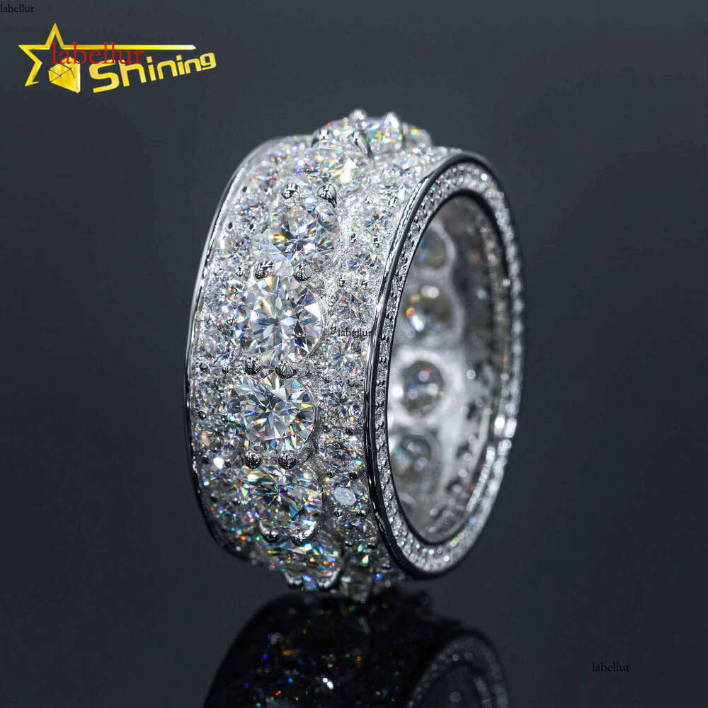 Drop Shipping Pass Tester Sterling Silver Platinum Plated VVS Hip Hop Jewelry Moissanite Men's Ring