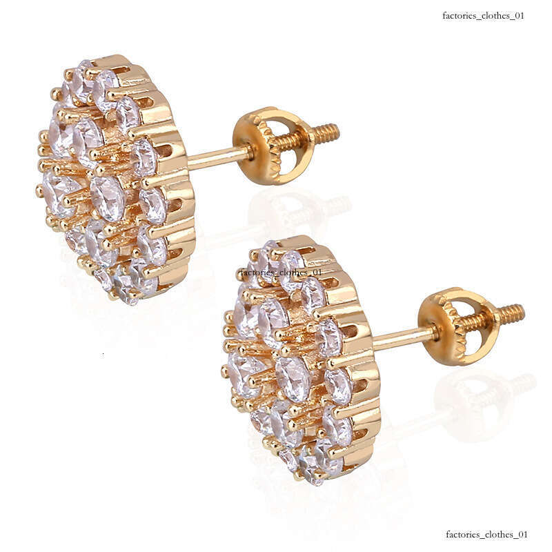Full Zircon Gold-Plated Earrings Hip-Hop Trendy Ear Gold Jewelry