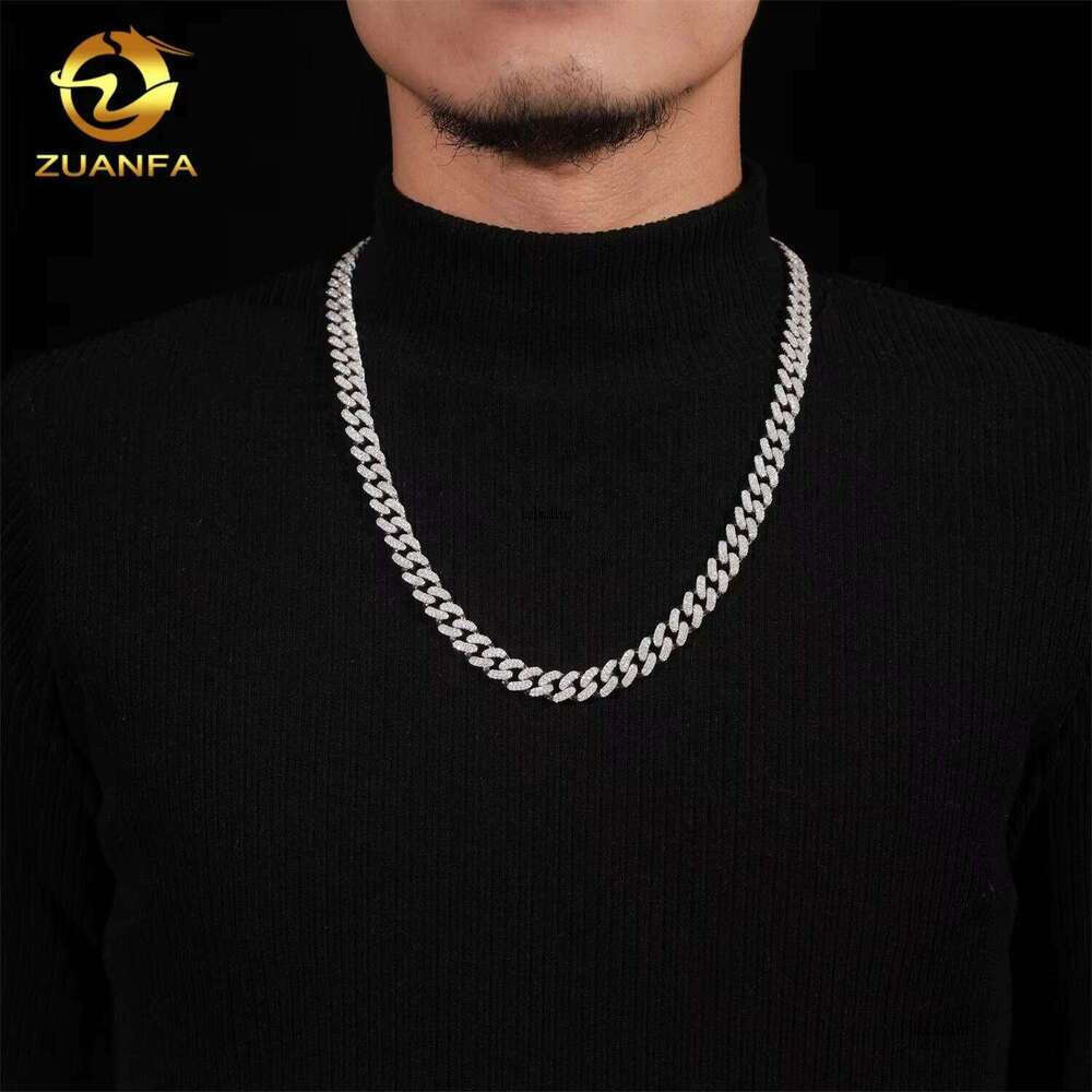 Hip Hop Style GRA Certificate High-Quality Pure Sier Chilled 10Mm Pyroxene Cuban Chain Necklace
