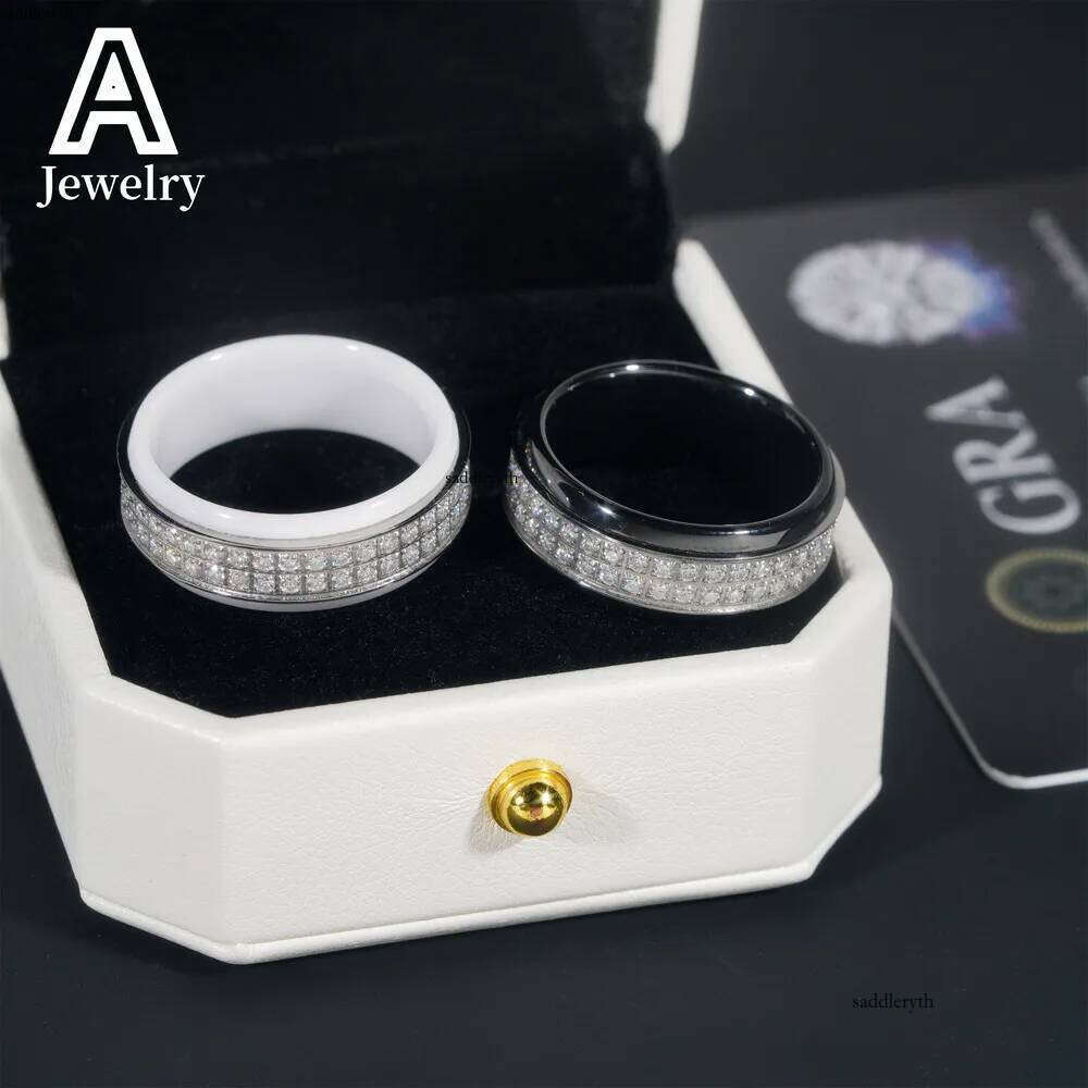 Innovative black white ceramic Moissanite 8/10# Fashion Personality Hip Hop trend rings for men and women