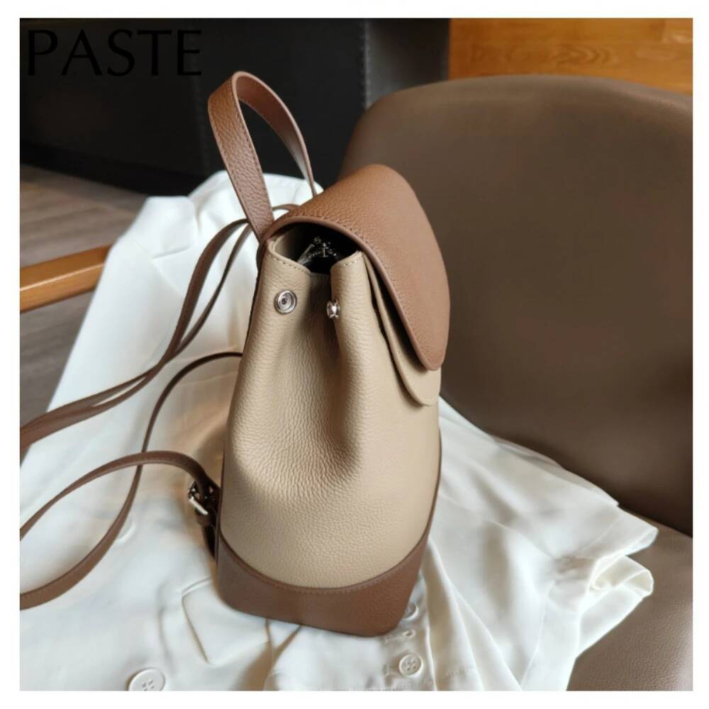 2024 Pink Hit-color Women's Fashion Backpack Luxurious Matte Suede Cow Leather College Students Bagpack Lovely Rucksack