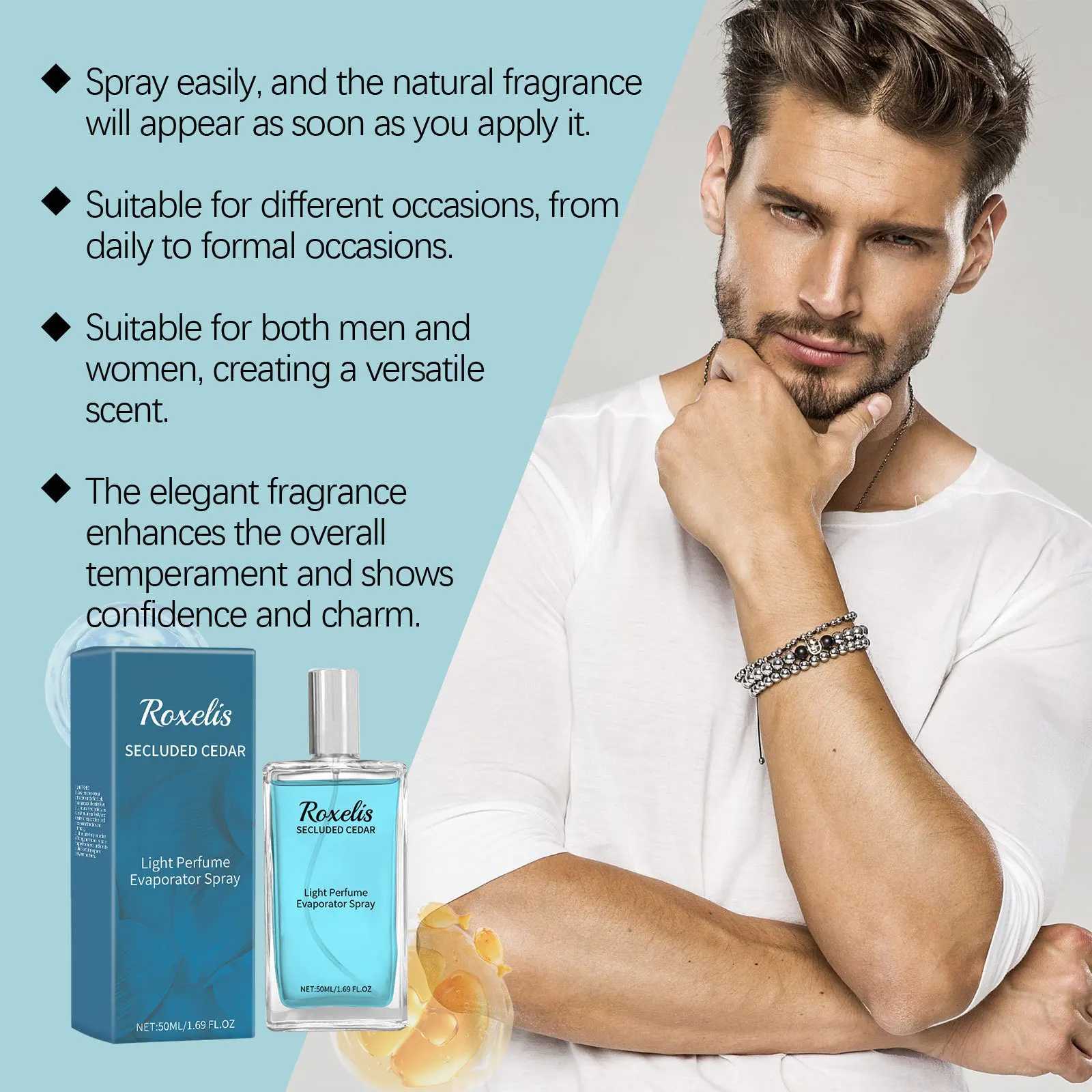 50ml Roxelis Cedar Mens Charming Perfume Lasting Pheromone Flirting Deodorant Freshing Body Glamor Gentlemen Dating Perfume Z250809