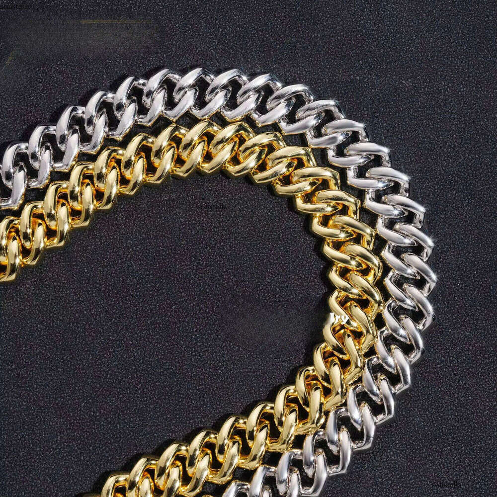 Hot Selling Regular Three Rows Prong Setting 14mm Sier Moissnaite Cuban Link Chain