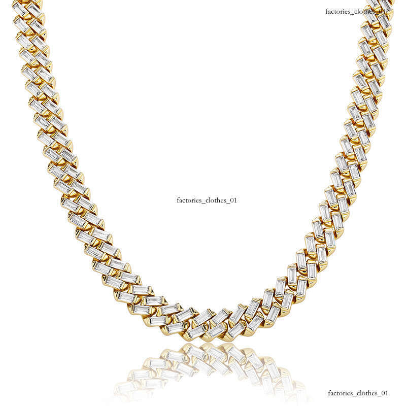 INS 12mm Square Moissanite chain Spring Clasp Cuban Necklace Unisex Hip Hop Bracelet Jewelry