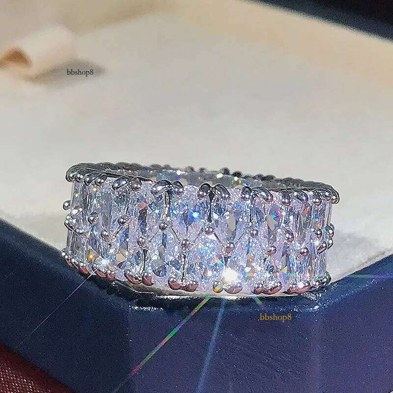 Moissanite Dia Gemstone Wedding For Women Men Inlay CZ Zircon Lovers Engagement Rings Party Gifts Fine Jewelry