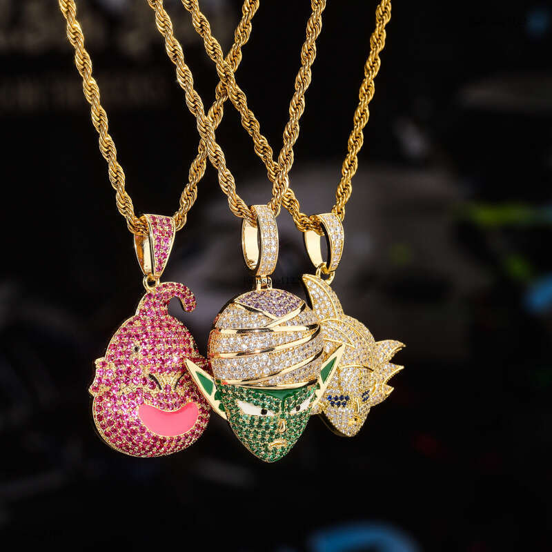 Dragon Ball Anime Cartoon Character Hip-Hop Pendant Micro-Paved Moissanite chain Unisex Ins Trendy Accessories