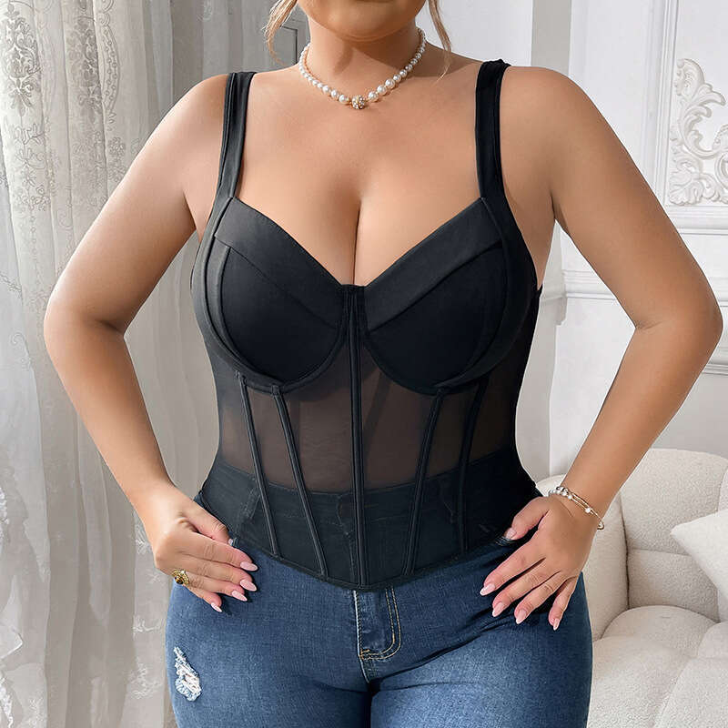 Plus Size Women Sexy Fishbone Bra for Big Bust Camisole
