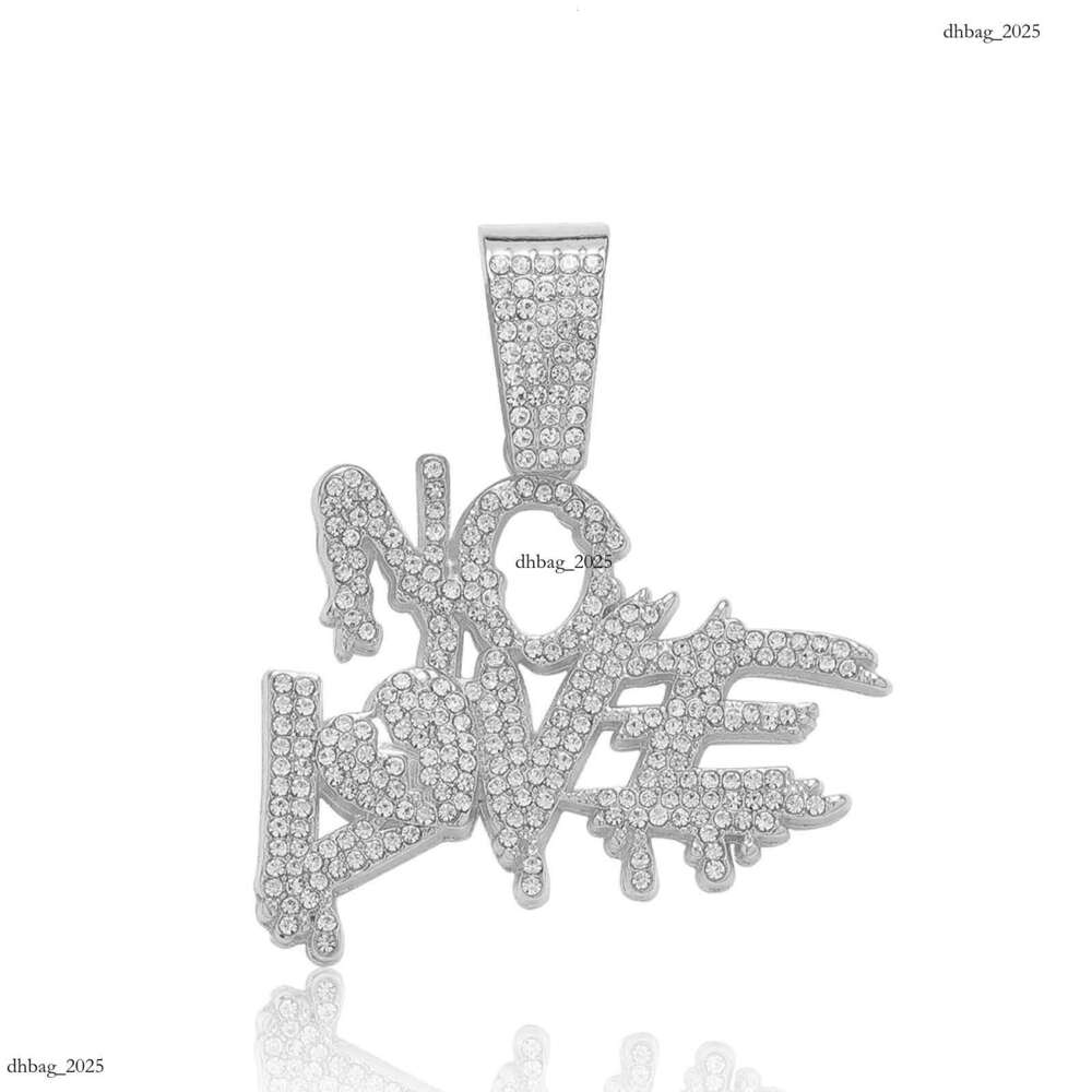 Letter NO LOVE Inlaid Pendant Alloy Full Dia Personality Creative Men's Cuban Chain Hip-Hop Necklace