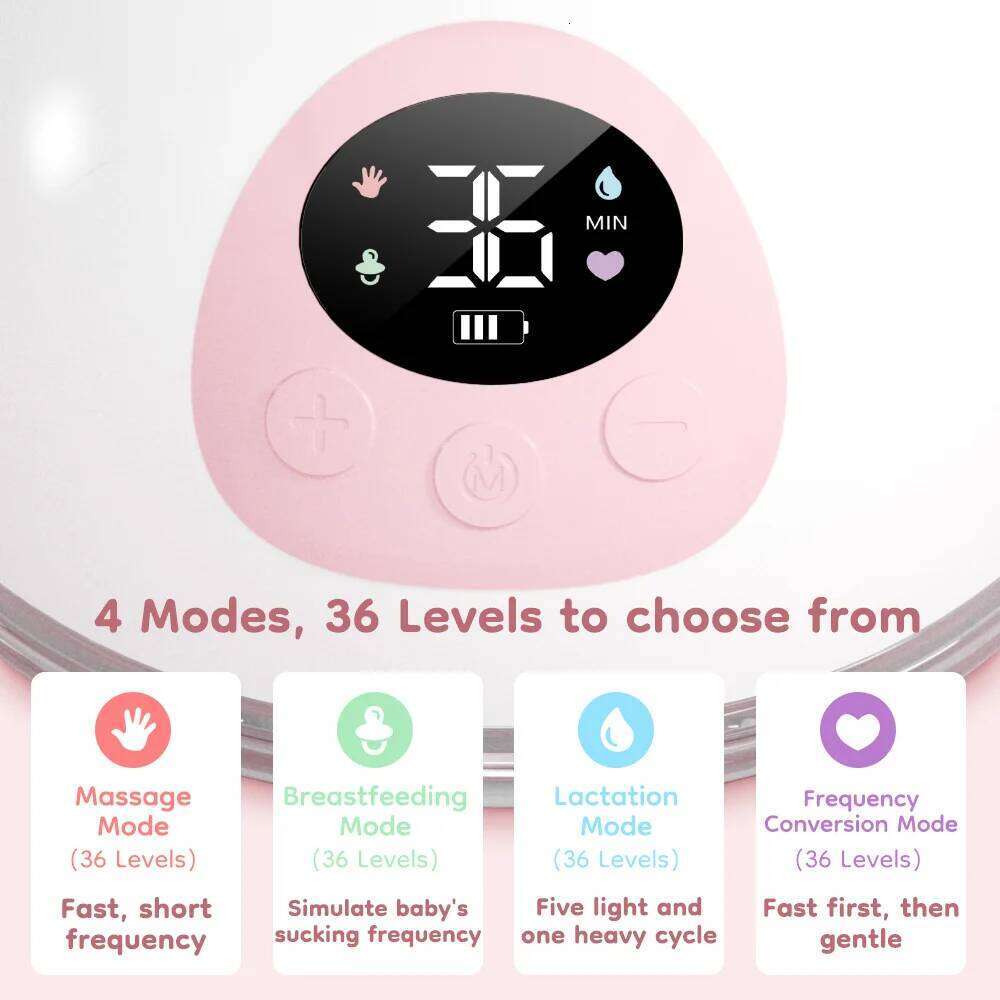MAMIJOY Wearable Electric Pump 4 Modes 36 Suction Levels Hands Free Breast Pumps Milk Collector with 19/24mm Flange EB50