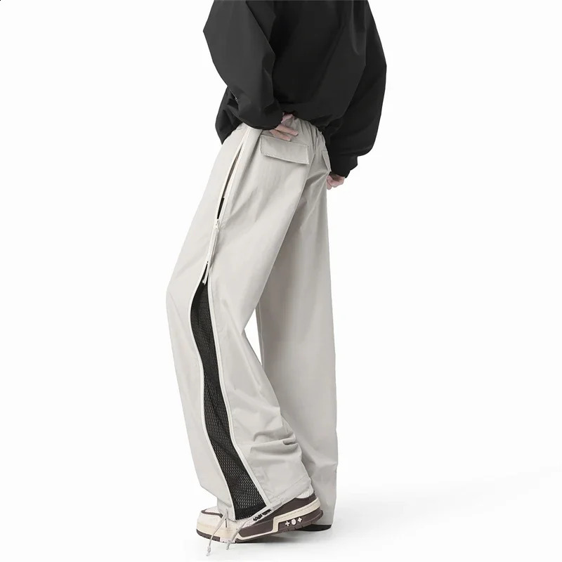 Summer Light Thin Quick Drying Waterproof Mens Cargo Pants Loose Sweatpants Soft Zipper Grid n Outdoors Trousers 250809