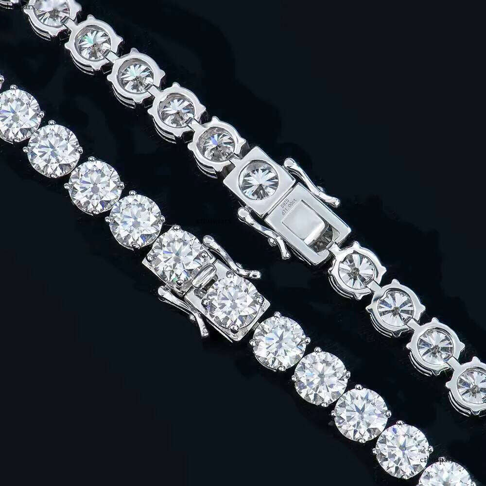 Trueya Sier Round Brilliant Cut Dia 6mm Tennis Moissanite Necklace Hip Hop Fashion Jewelry for Gift