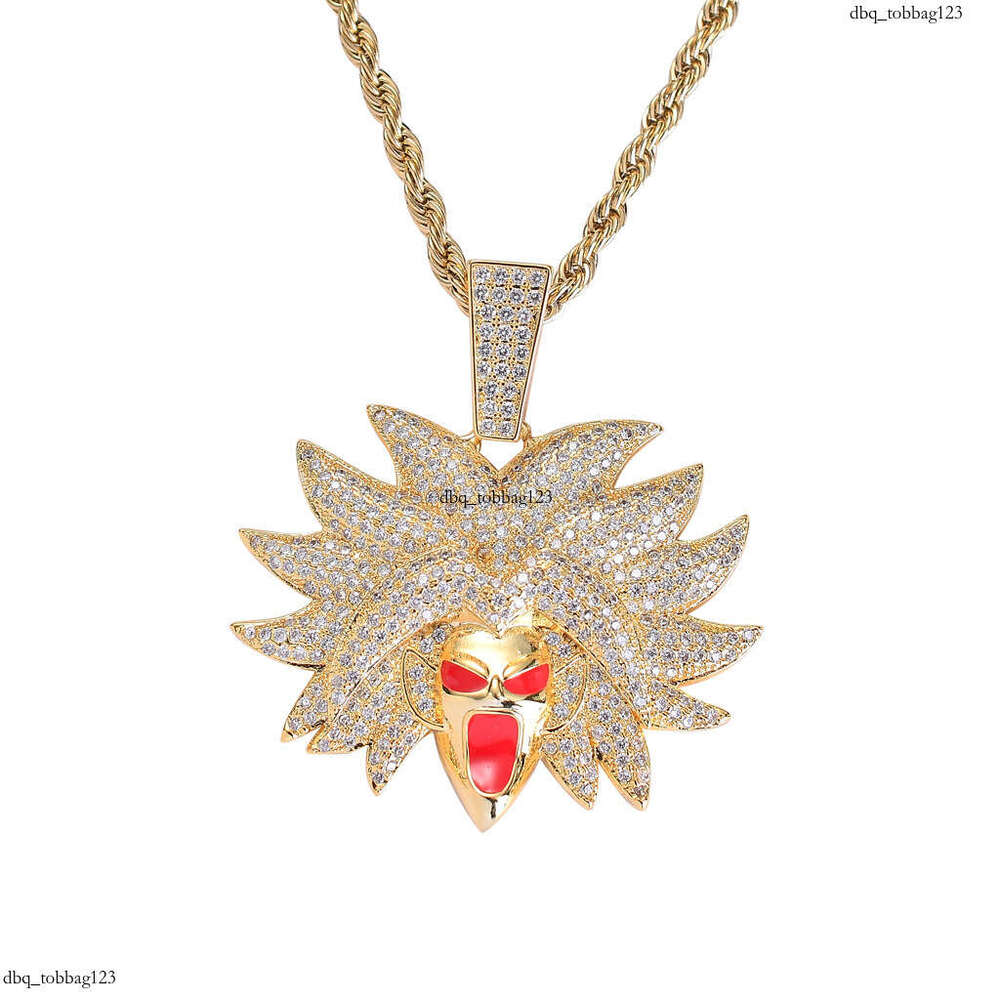 Necklace Dragon Ball Character Broly Avatar Trendy Full Moissanite chain Colorful Pendant Hip Hop Accessories