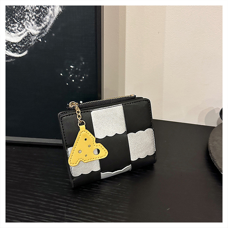 Cross-border Exclusive Designer Bag Women's Short Color-blocking Multi-slot Wallet Retro Fashion Luxury Bag Multi-slot Card Holder Document Bag