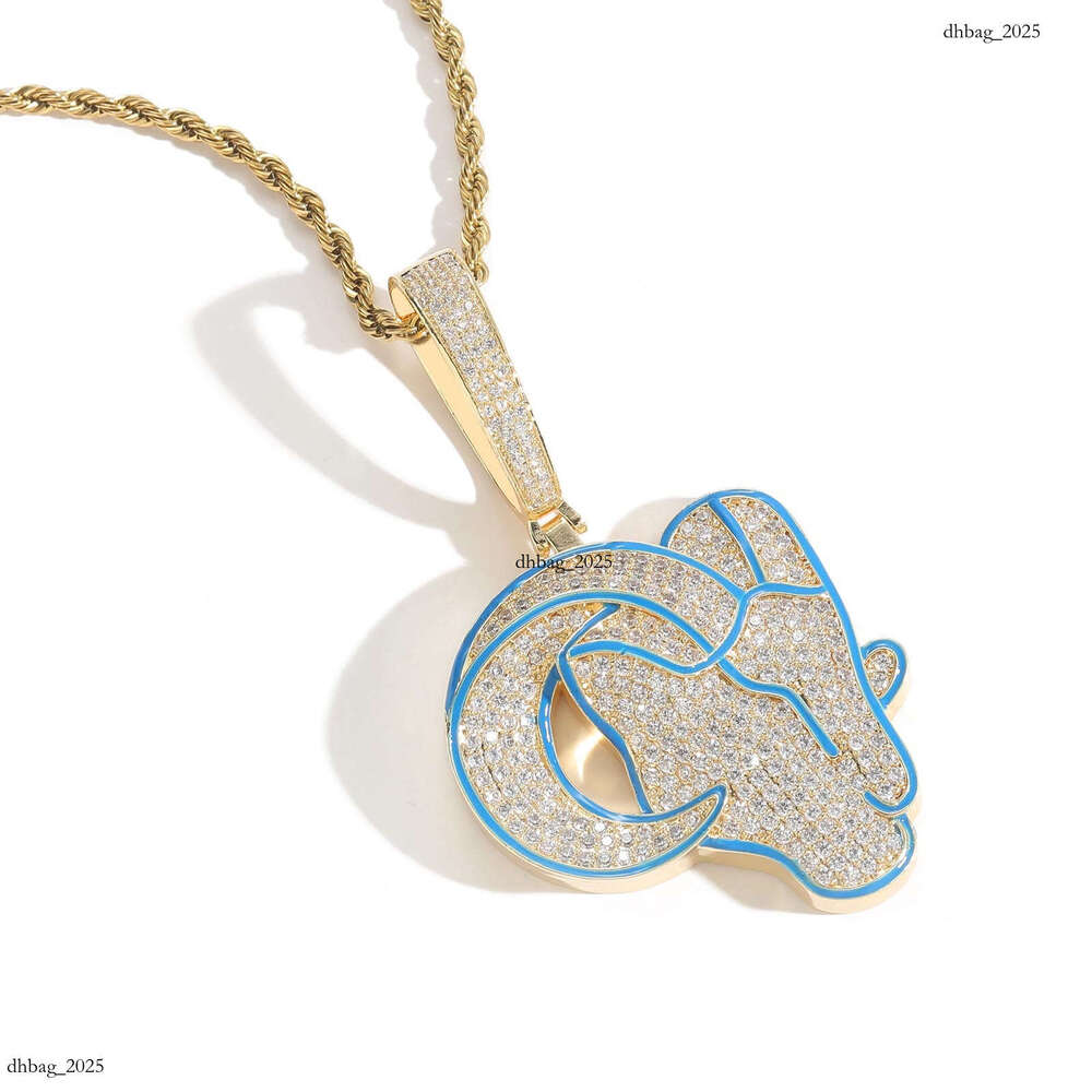 New Goat Pendant Jewelry Micro-Paved Moissanite chain Personality Men's Trendy Animal Necklace Hip-Hop Accessories