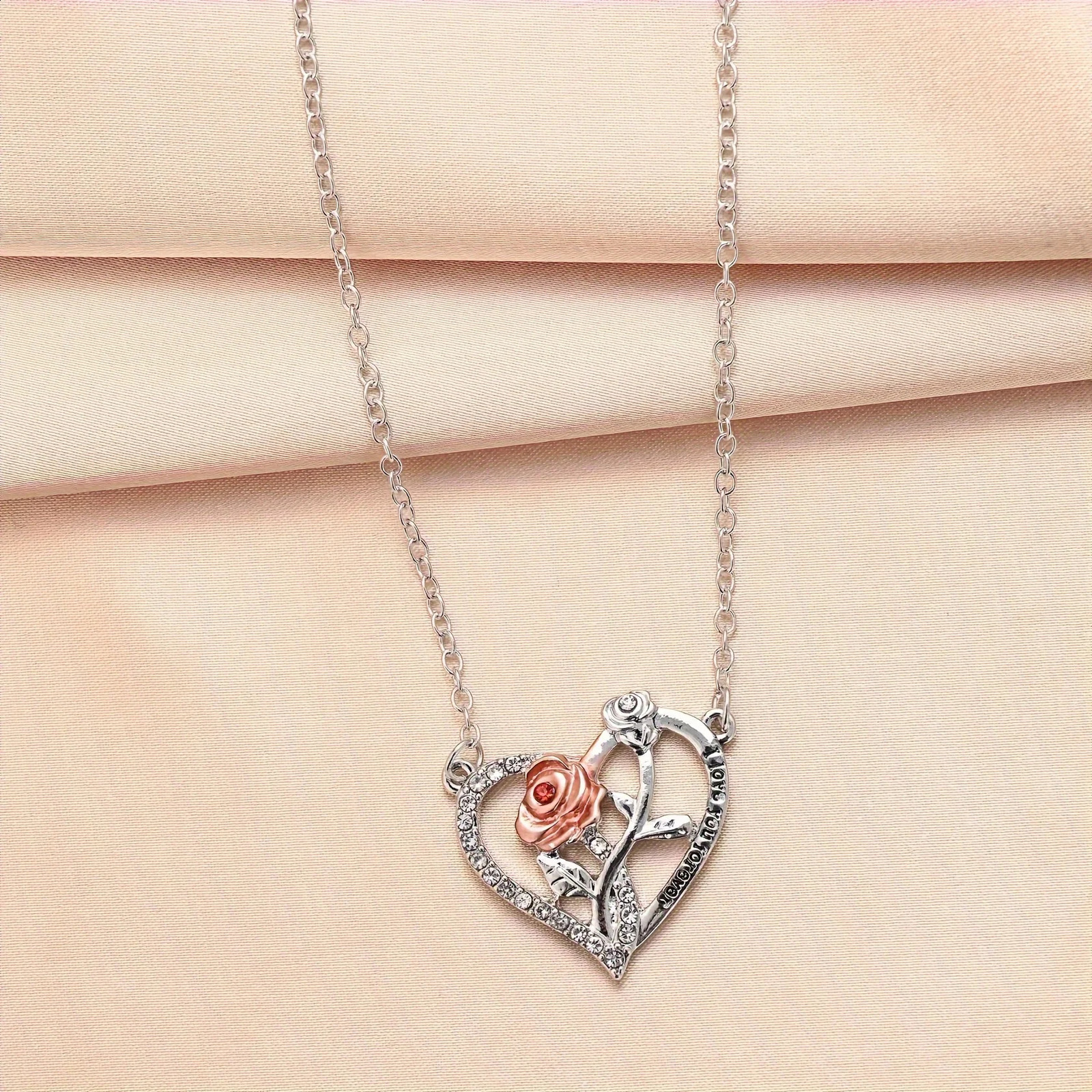 I Love You Forever Necklace With Rose Gift Box For Girlfriend Momther Birthday Christmas Romantic Gift Fashion Jewelry 250805