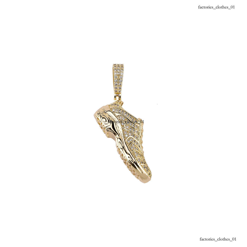 Dewu Same Style Gold Australian Full Moissanite chain Shoe Pendant Creative Trendy Unisex Sneaker Necklace