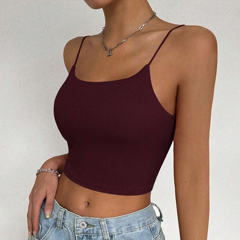 Summer New Hot Girl Women's Clothing with Chest Pads Hollow Out autiful Back Camisole Short Vest