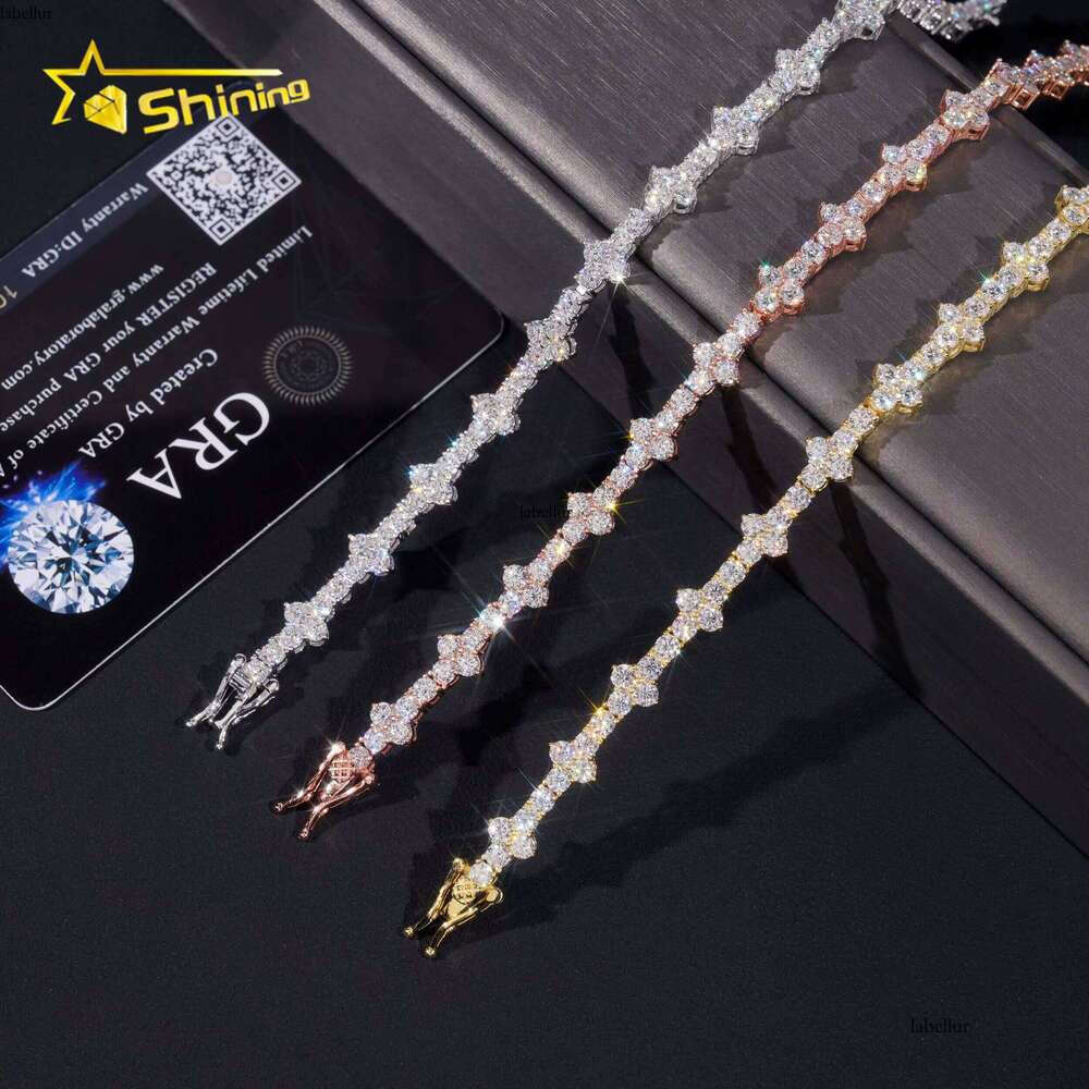 Fast Delivery Cross Necklace Bracelet Sterling Sier Pass Dia Tester GRA Certified VVS Moissanite Tennis Chain