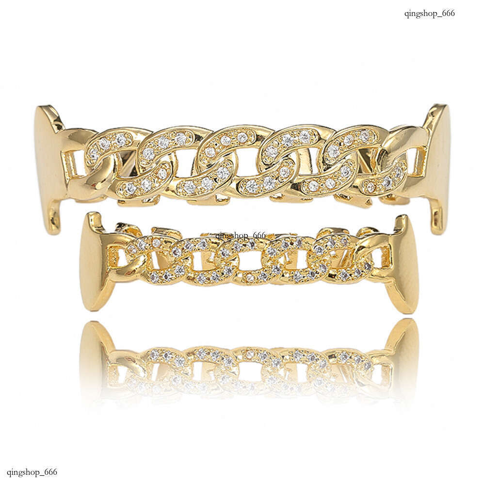 New Teeth Set Non-mainstream Hip Hop Accessories Hollow Micro-inlaid Gold