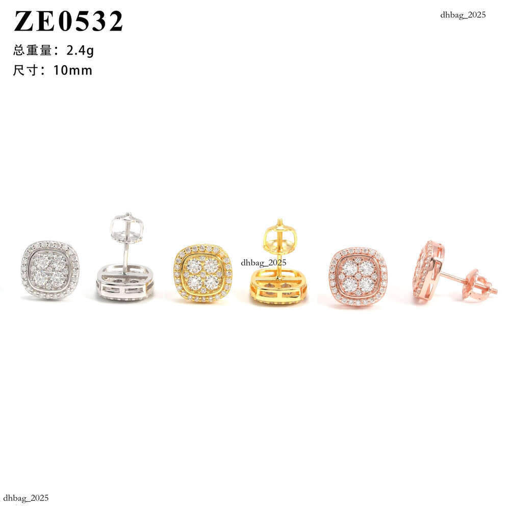ICED OUT New Creative High-End Square Sier Moissanite Full Inlay Trendy Must-Have Earrings