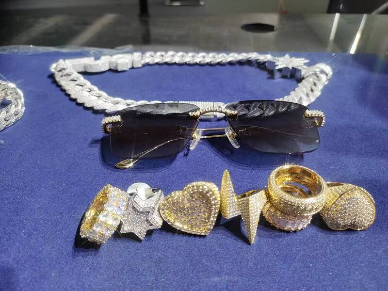 Custom Jewelry Moissanite Hip Hop Cuban Rings 925 Sterling Silver Fashion 2 Rows VVS Diamond Ring