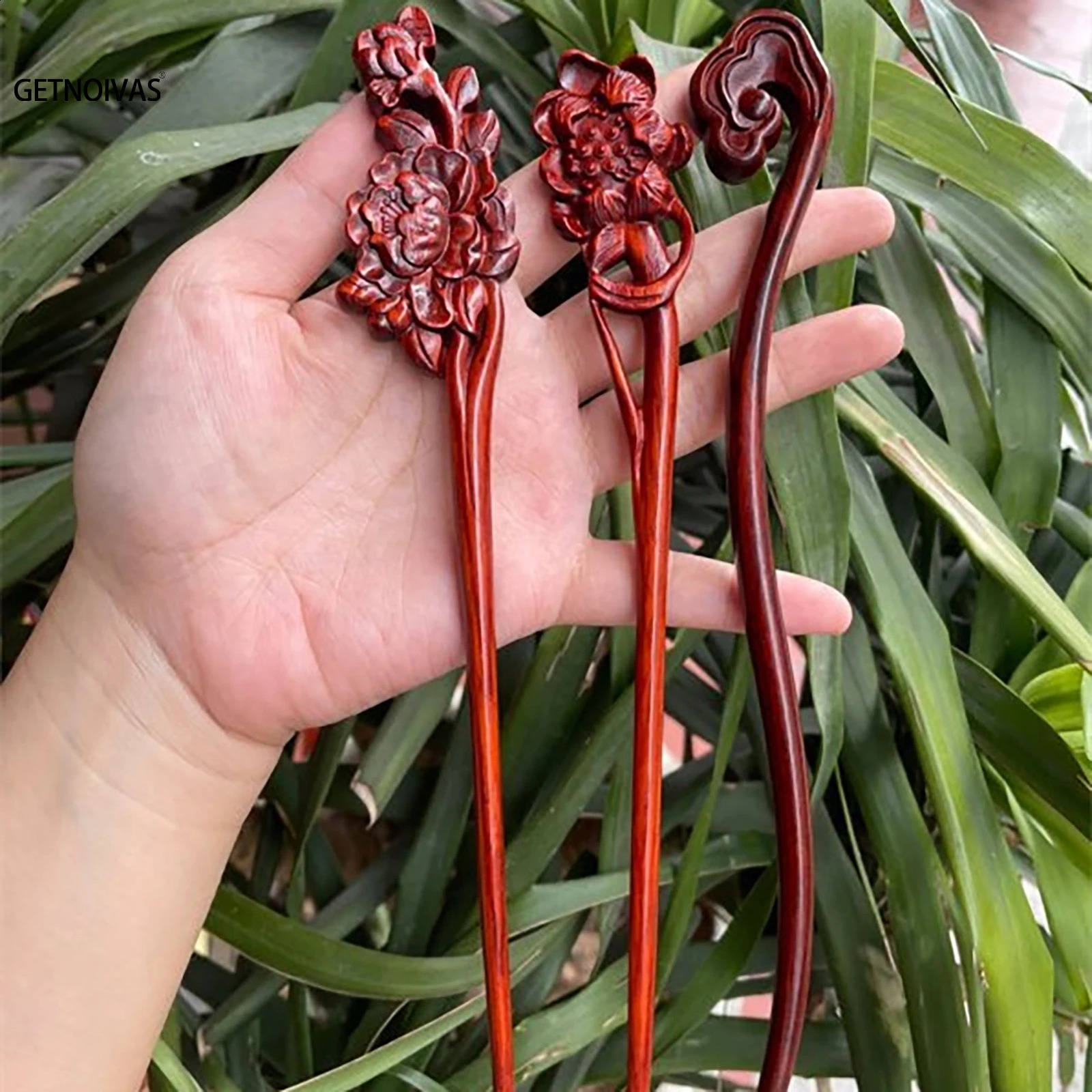 Chinese Retro Style Hair Stick Wooden Handmade Carved Hairpin Hollow Out Hairpin Women Hair Styling Tools Hair Accessories 250807