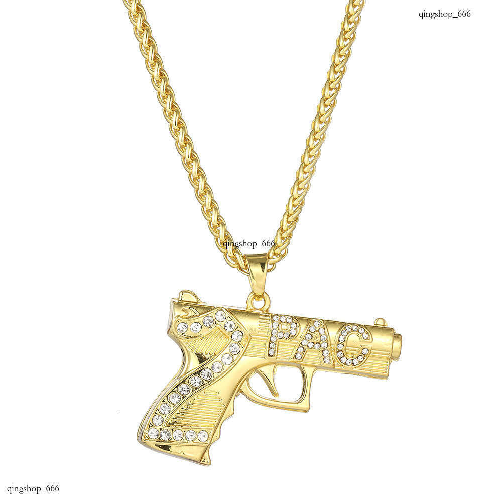 Gun Dia Number 2 PAC Letter Necklace Men's Exaggerated Hip-Hop Pendant