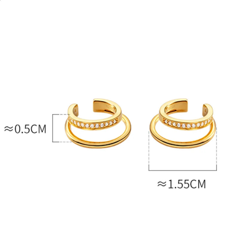 WANTME 925 Sterling Silver Trendy CZ Zircon Double No Piercing Ear Cuff Earring for Women Wedding Ear Clip Jewelry Accessories 250807