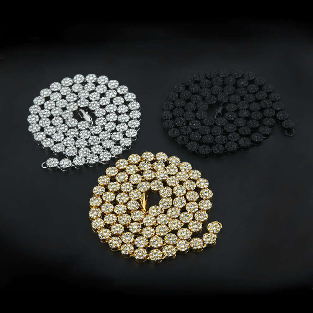 HipHop Personality High-Quality Men's Round Single Row Necklace Hip-Hop Rap Full Rhinestone Jewelry