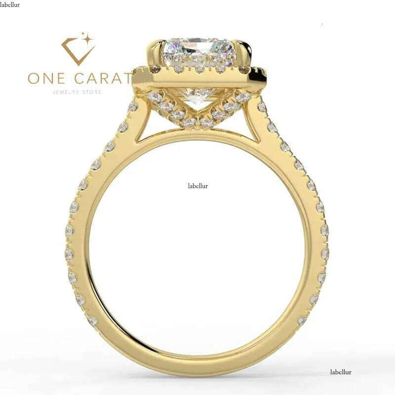 GRA Certified Radiant Cut Moissanite Dia 2 Carats 14K Real Gold Jewelry Engagement Wedding Ring For Women man