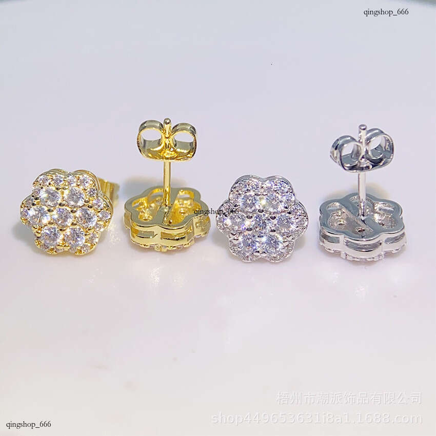 Hip-Hop Sterling Silver Zircon/Sier Moissanite Full Dia Electroplated Earrings for Men and Women