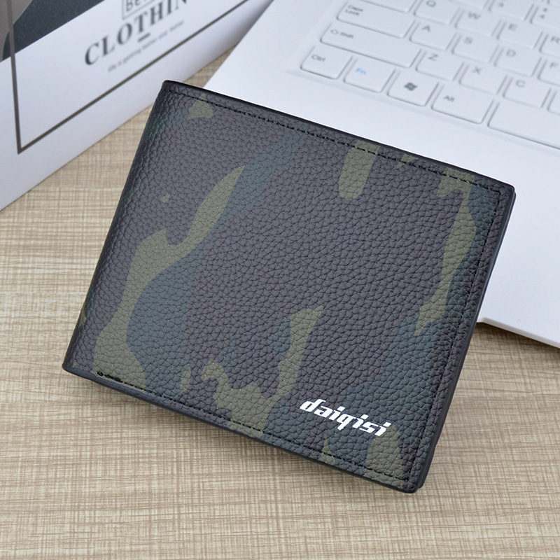 New Men's Wallet Short Style Fashion Camouflage Designer Bag Thin Wallet Large Capacity Luxury Bag Zipper Horizontal Soft Leather Wallet