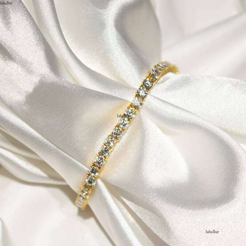 Jewelry Hip Hop Gold Plated Sterling Sier 3 4 5Mm VVS Cubic Zirconia Tennis Necklace Chain