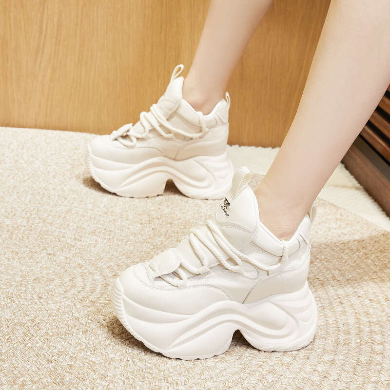 8cm Height Increasing Designer Shoes Soft Dad Shoes for Women 2025 Autumn New Thickened Sports Casual Thick Sole Ins Versatile