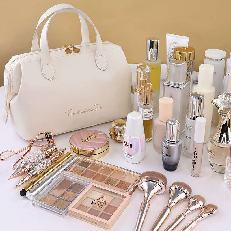 New French Style Handbag High Appearance Large Capacity High-end Makeup Portable PU Cosmetic Storage Bag