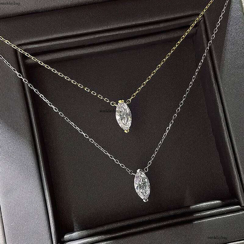 Choucong Brand New Solitaire Pendant Jewelry Sterling Sier Gold Marquise White 5A Cubic Zircon CZ Dia Gemstones Party Women Clavicle Necklace